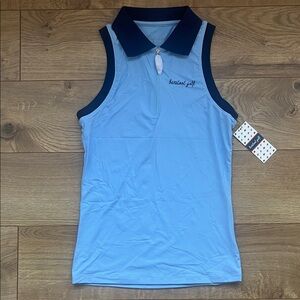 BARSTOOL GOLF 🩵💙 Ladies Golf Zip Sleeveless Collar Tank Top